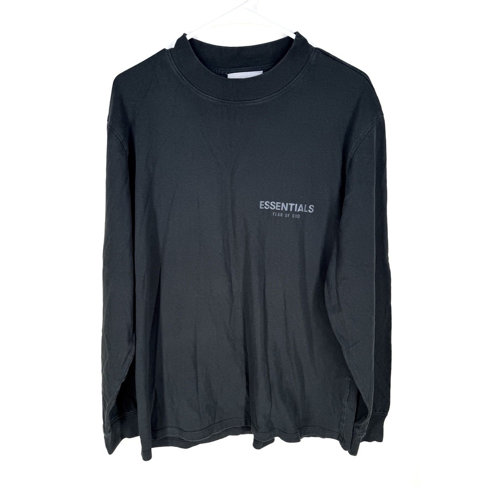 Fear of God Essentials Classic Long Sleeve Tee Vintage Black XL Oversized Small